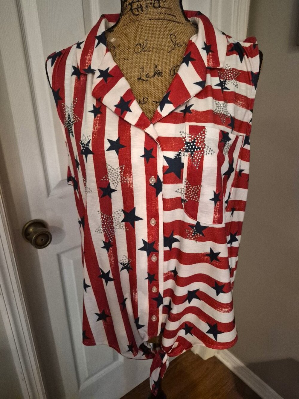 Thomas & Olivia Patriotic Tie Shirt Size XL
